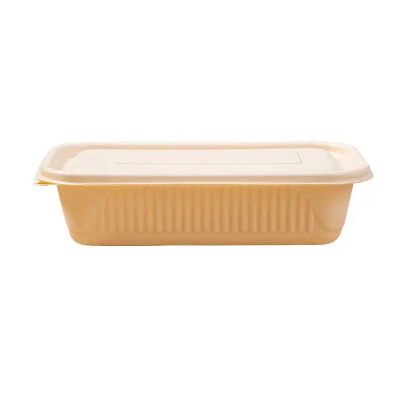 Grosir kotak kemasan sekali pakai dipertebal kotak makan siang susun persegi panjang dengan penutup kotak makan siang sekali pakai