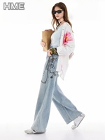 Nouveau Jean Droit Femme 2026 Délavé Taille Haute Coupe Classique Denim Vintage Décontracté Été Streetwear