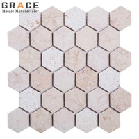 Luxe Rare Couleur Naturelle Carrare Or Marbre Mosaïque Hexagone Blanc Mur Backspash Décor Et Sol Intérieur Carreaux De Pierre