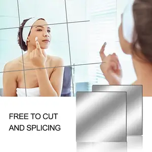 12" X 12" Flexible Self Adhesive Mirror Tiles Square Wall Stickers For DIY Craft Home Wall Decor