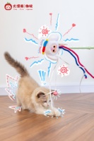 Cureplaneta Baby Three Cute Cat Teaser Wand Plush Interactive Pet Toy for Cats Wholesale