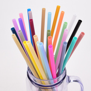 Fourniture directe d'usine de pailles de 7mm de diamètre Accessoires de gobelets en <span class=keywords><strong>plastique</strong></span> de couleur unie Pailles réutilisables - Product Image 4