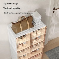 Meuble à chaussures rectangulaire pliable de grande capacité et haute précision, minimaliste, à 8 niveaux, pour entrée, en plastique
