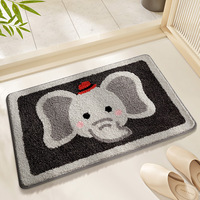 Tapis de bain de dessin animé en forme d'animal mignon Tapis de pied en coton à séchage rapide antidérapant et fortement absorbant Fabriqué à la machine