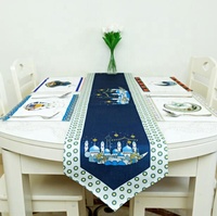 Décoration de la maison Table à manger rectangulaire Eid Mubarak fournitures de fête Ramadan nappe musulmane ensemble de chemin de Table 5 pièces