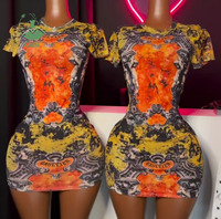 Robe mini imprimée transparente en maille pour femme, robe moulante sans manches pour l'été