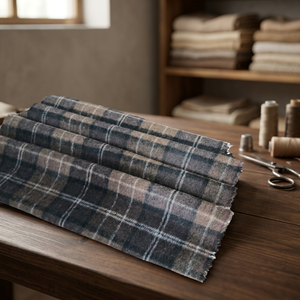 Tissu en velours tissé à carreaux vintage, mélange 20% laine 80% fibres chimiques, respirant, 353 GSM, pour vêtements homme, femme, garçon, fille - Product Image 3