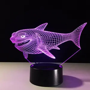 Diepzee Haai Dier Oceaan 3D Lamp Kinderen Nachtlampje Diepzee Haai Led Multicolor Kinderen Kid Speelgoed Kerst