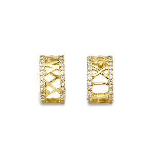 Orecchini di Lusso in Oro Massiccio 18K con Diamanti Naturali Taglio Brillante Rotondo Colore G, Gioielli da Donna per Uso Quotidiano - Product Image 1