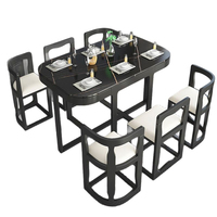 Ensemble table et chaises de salle à manger de style nordique moderne de luxe - Best-seller pour la maison, les écoles, les appartements et les hôtels, 6 places, bois et pierre durables