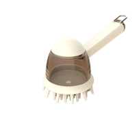Brosse de bain pour animaux de compagnie en silicone souple autonettoyante de luxe avec long manche, brosse de massage pour chien antidérapante, peigne de toilettage pour la douche
