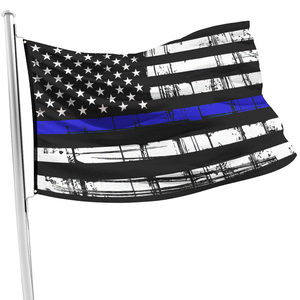 Estados Unidos doble cara 5x3 pies forma de pluma Patio al aire libre cartel decorativo duradero fino línea azul bandera efecto de textura - Product Image 1