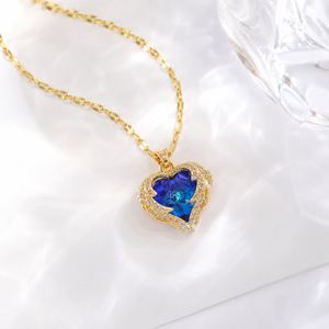 Copper Golden <b>Silver</b> Collarbone Fine Pendant Multicolor Heart Charm Necklace CE Certificate for Women - Product Image 3