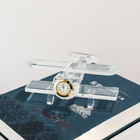 Noble fabricant cristal avion avion horloge cadeau d'affaires Logo personnalisé bureau bureau décoration trophée prix artisanat à la main