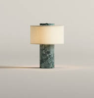 Lampe de table LED moderne en marbre vert, style nordique, 3 couleurs, à intensité variable, avec abat-jour en tissu, pour chambre à coucher, chevet, salon et bureau