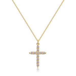 Bijoux religieux, collier avec pendentif croix en <span class=keywords><strong>argent</strong></span> sterling 925, zircone cubique 5A personnalisé pour femmes - Product Image 1