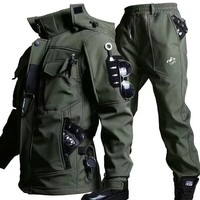 Jaket Kamuflase Taktis untuk Pria Berlapis Fleece Hangat Musim Dingin Kamuflase Gaya Pakaian Kerja Taktis Luar Ruangan dengan Saku untuk Mendaki Gunung