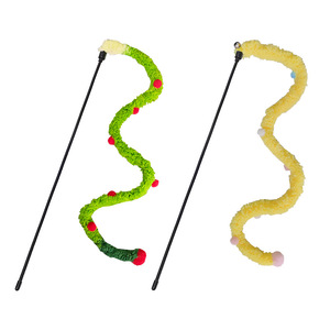 New extended <b>plush</b> striped silent caterpillar striped interactive self-entertaining <b>cat</b> toy pet toy Christmas <b>cat</b> teaser stick - Product Image 5