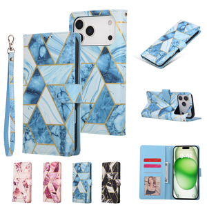 Khe Cắm Thẻ Chân Đế Đá Cẩm Thạch Mô Hình Thiết Kế PU Lật Da Ví Trường Hợp Điện Thoại Cho Iphone 17 Không Khí Pro Max 16 Cộng Với 15 14 13 12 11 - Product Image 1