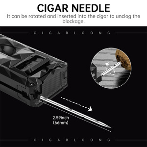 CIGARLOONG Diamante Aparência Metal Tocha Inflável Windproof 5-in-1 V Cut Punch Multi-função Charuto Isqueiro com Caixa de Presente - Product Image 5