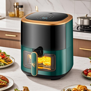 Grande capacité 5.1-6.0L Friteuse à air moderne électrique numérique intelligente en plastique Protection contre la surchauffe de la fenêtre visuelle verte antiadhésive - Product Image 2