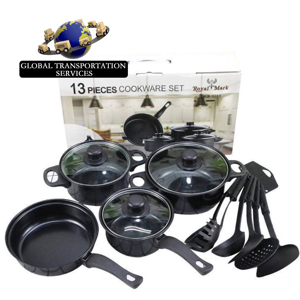 <strong>2026</strong> <strong>New</strong> Factory Wholesale 13 Pieces of Black Kitchenware <strong>Cooking</strong> <strong>Tools</strong> Non-stick Cookware Set with POTS and Pans Set - Product Image 2