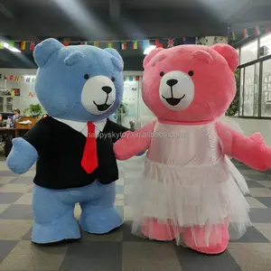 Usine professionnelle personnalisée gonflable marche animal dessin animé costume ours en peluche avec robe costume de mascotte pour mariage