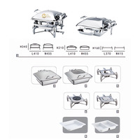 Ensemble de réchauds de buffet rectangulaires en acier inoxydable argenté pour la restauration, la cuisine, les fêtes, les banquets et les dîners