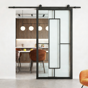 Système de <span class=keywords><strong>porte</strong></span> <span class=keywords><strong>coulissante</strong></span> <span class=keywords><strong>intérieure</strong></span> de style français de la marque Tengyu, <span class=keywords><strong>porte</strong></span> <span class=keywords><strong>coulissante</strong></span> en verre à cadre en acier, <span class=keywords><strong>isolation</strong></span> acoustique, garantie 1 an - Product Image 6