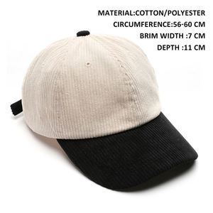 Casquette en velours côtelé d'hiver unie pour femme, casquette de baseball bicolore personnalisée pour homme, casquette de baseball en velours côtelé à blocs de couleur - Product Image 2