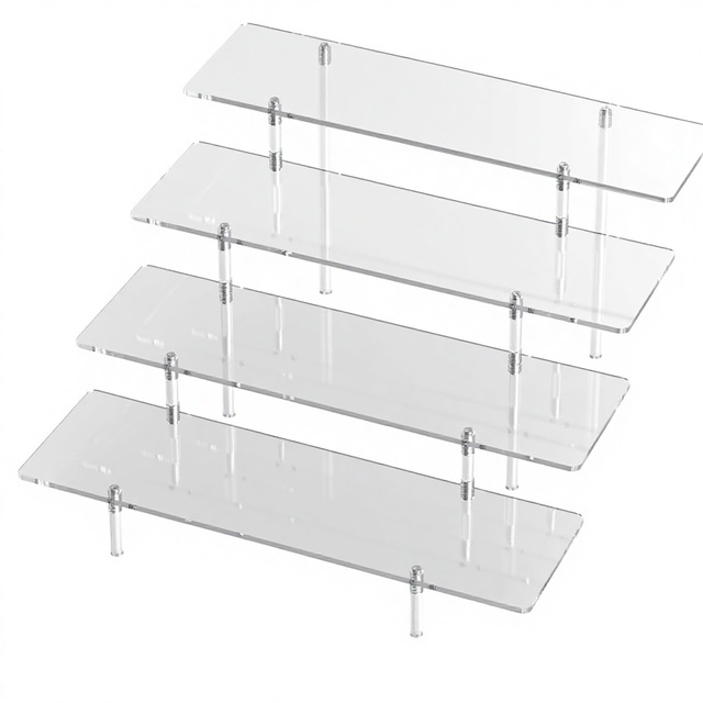 Acrylic Clear Lightweight 4-Tier Display Riser Stand for Cupcake Perfume Toy & Dessert Retail Display