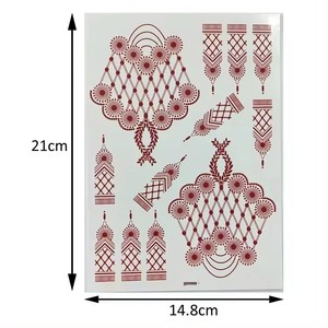 Marrone henna tatuaggio adesivi trasferimento acqua stencil indiano henné adesivo tatuaggio - Product Image 2