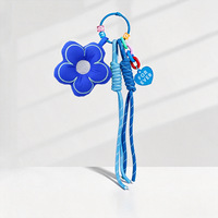 Lindo y Dulce Llavero de Flores de Tela de Poliéster Tejida, Llavero de Flores de Cuerda de Nylon Miu, Accesorios para Llaveros, Colgante para Mochila de Niña, Regalos