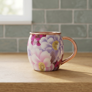 Moscow Mule <b>Mug</b> 100% Copper Pure Copper <b>Mug</b> High Quality Travel <b>Mug</b>, Digital Printed <b>Mug</b> , Flower Design Printed - Product Image 2