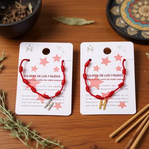 Bracelet en acier inoxydable à sept nœuds, rouge, fait main, charme de protection - Product Image 3