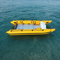 Bateau Catamaran Gonflable de 14 pieds, Bateau Gonflable pour 6 Personnes, Mini Bateau Catamaran