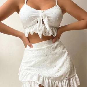 Paquete de 3 trajes de baño personalizados para mujer, Bikini con volantes y nudo, falda a la cadera, traje de baño, sujetador acolchado, Top, bañadores, conjuntos de baño personalizados - Product Image 3