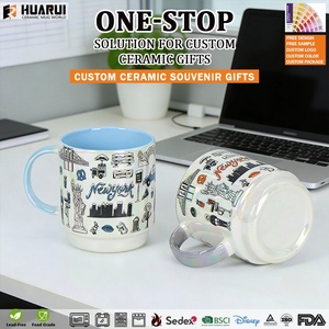 Juego de Tazas de Café de Cerámica Personalizadas con Diseño de Lugares Emblemáticos de <span class=keywords><strong>Nueva</strong></span> <span class=keywords><strong>York</strong></span>, Tazas de Leche de Porcelana Apilables - Product Image 2