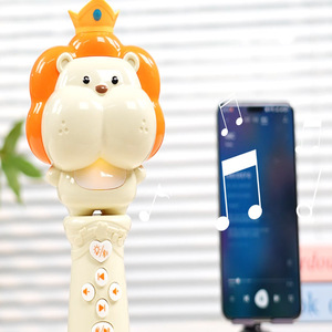 Cartoon Lion Hippo Owl Kids <b>Bluetooth</b> Karaoke <b>Microphone</b> Voice Changing Function Portable Singing Mic Birthday Party Gift - Product Image 6