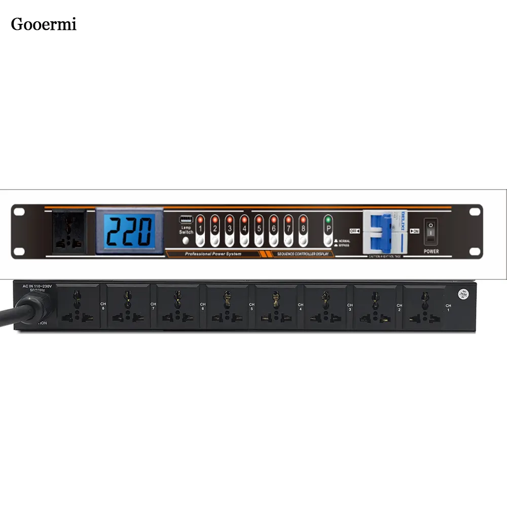 Gooermi rx108d 30a ווסת כוח אודיו 8-ערוץ ניהול רציף עם מתג אוויר עצמאי