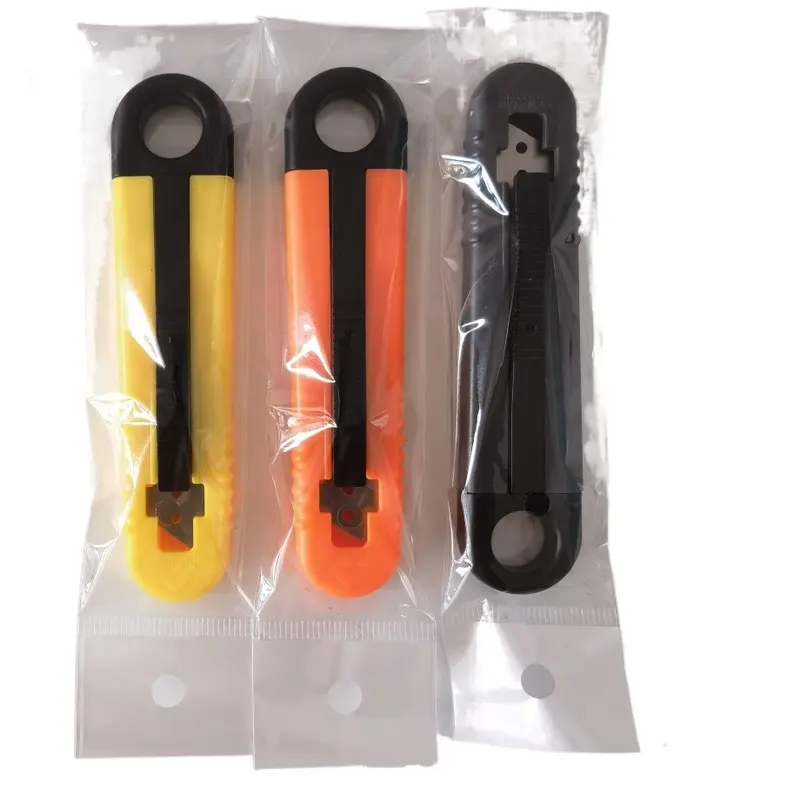 Auto Retractable safety cutter knife/ Safety plastic auto retractable carton cutter knife for box opening