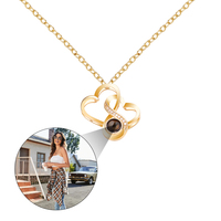 Collier Pendentif Cœur Tendance « I Love You » en Zircon avec Projection Photo Personnalisée pour Femme – Bijou Fantaisie Idéal pour Fête