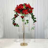 Support à fleurs en acrylique doré exquis, centre de table de mariage, support de présentation de fleurs pour la décoration de fête et de banquet