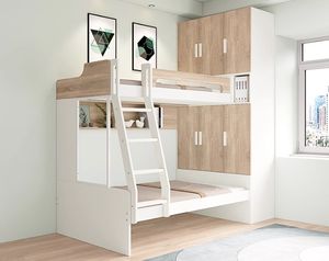 Lit haut-bas multifonctionnel avec lit superposé et <span class=keywords><strong>armoire</strong></span> intégrés Petite unité de style MDF pour enfants pour parents et enfants - Product Image 4
