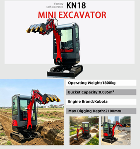 1.8 Ton <strong>KN18</strong> for Engine High Efficiency Micro Mini Digger Small Hydraulic Crawler Mini Excavator with Roof and Bucket - Product Image 4