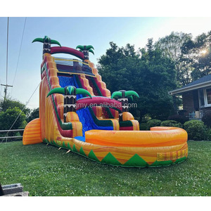 Tobogá<span class=keywords><strong>n</strong></span> inflable tropical alto amarillo de mármol resistente de 22 pies con piscina - Product Image 5