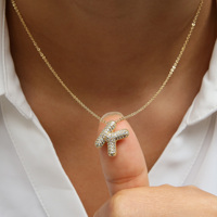 Collier avec pendentif initial en laiton plaqué or 18 carats, avec 26 lettres en zircon exquis, pour femmes
