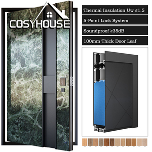 Porte d'entrée moderne de luxe avec serrure intelligente, porte extérieure en aluminium sécurisée pour villa - Product Image 1