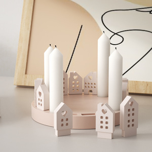 INTODIY ahueca hacia fuera el amor hoja pájaro casa combinación de inserción molde de silicona Casa Europea candelabro decoración molde de yeso - Product Image 5