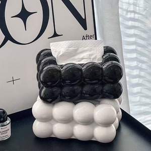 Marshmallow Tissue Box White Black Free Standing Multipurpose Tabletop Decoration For Living Room Dining Table - Product Image 5